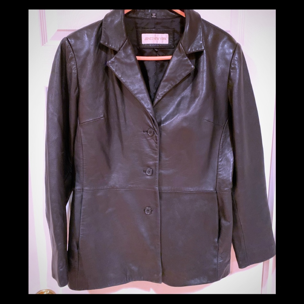 Jones New York Genuine Black Leather Jacket